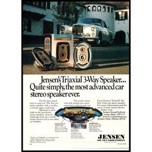 1977 Jensen Triaxial Car Stereo Speaker Vintage Print Ad Rolls Royce Wall Art